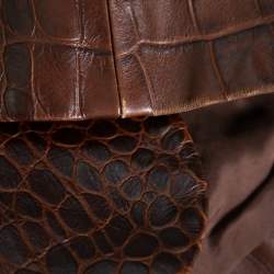 Pre Owned جاكيت رالف لورين رقبة مستديرة جلد بني مقاس وسط (ميديوم)