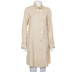 Ralph Lauren Beige Silk Button Front Lightweight Coat S