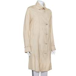 Ralph Lauren Beige Silk Button Front Lightweight Coat S