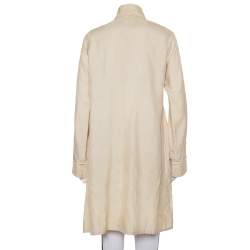 Ralph Lauren Beige Silk Button Front Lightweight Coat S