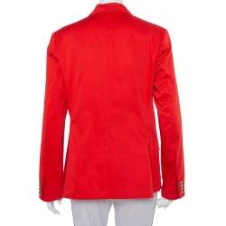 Pre Owned Ralph Lauren Red Cotton Logo Embroidered Blazer XL