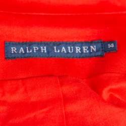 Pre Owned Ralph Lauren Red Cotton Logo Embroidered Blazer XL