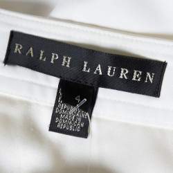 Pre Owned Ralph Lauren Cream Cotton Button Front Skirt S