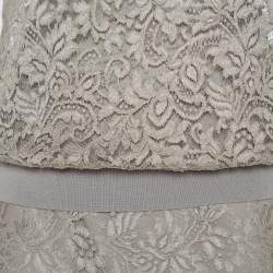 Pre Owned Ralph Lauren Grey Lace Top & Pencil Skirt Set S