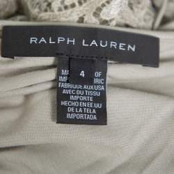 Pre Owned Ralph Lauren Grey Lace Top & Pencil Skirt Set S