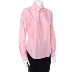 Pre Owned Ralph Lauren Pink Cotton Button Front Shirt L
