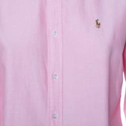 Pre Owned Ralph Lauren Pink Cotton Button Front Shirt L