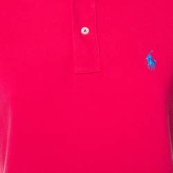 Pre Owned Ralph Lauren Pink Cotton Pique Skinny Polo T-Shirt L