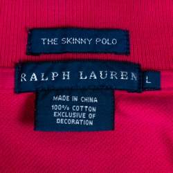 Pre Owned Ralph Lauren Pink Cotton Pique Skinny Polo T-Shirt L