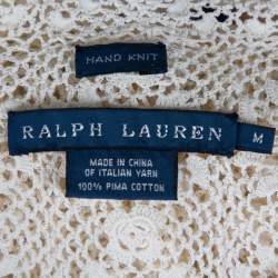 Pre Owned Ralph Lauren Cream Crochet Hand Knit Sheer Top M