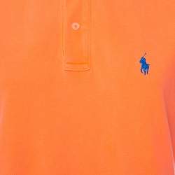 Pre Owned Ralph Lauren Neon Orange Cotton Pique Skinny Polo T-Shirt L