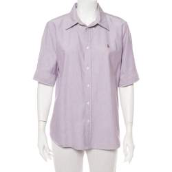 Pre Owned Ralph Lauren Purple Cotton Short Sleeve Button Front Shirt XL