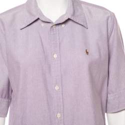Pre Owned Ralph Lauren Purple Cotton Short Sleeve Button Front Shirt XL