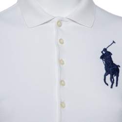 Pre Owned Ralph Lauren White Cotton Pique Skinny Polo T-Shirt S
