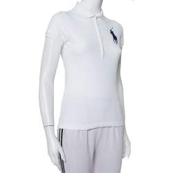 Pre Owned Ralph Lauren White Cotton Pique Skinny Polo T-Shirt S