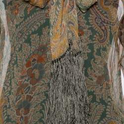 مملوكة مسبقًا Ralph Lauren Multicolor Floral Printed Silk Neck Tie Detail Sheer Shirt L