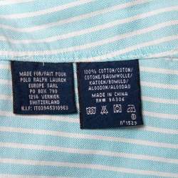 Pre Owned Ralph Lauren Blue Striped Cotton Button Front Slim Fit Shirt L