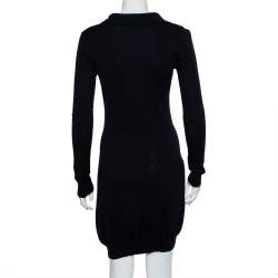 Pre Owned فتسان رالف لورين ميدي مطرز شعار ياقة صوف كحلي مقاس كبير