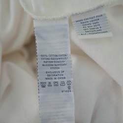 Pre Owned تي شيرت بولو رالف لورين مزخرف شعار الماركة خرز قطن أبيض مقاس وسط (ميديوم)