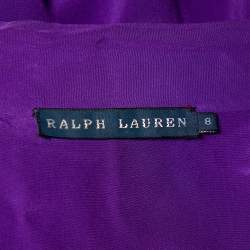 Pre Owned Ralph Lauren Purple Silk Neck Tie Detail Button Front Shirt M