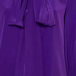 Pre Owned Ralph Lauren Purple Silk Neck Tie Detail Button Front Shirt M