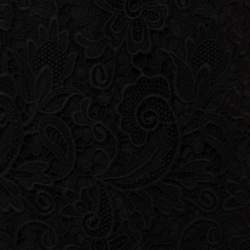 Pre Owned فستان رالف لورين ميريل دانتيل أسود وحواف جلد مقاس متوسط - ميديوم