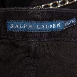 Pre Owned Ralph Lauren Black Denim Zip Trim Waist Chain Detail Jeans M