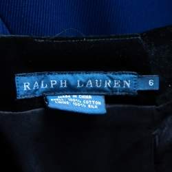 Pre Owned Ralph Lauren Navy Blue Velvet Draped Waist Detail Maxi Skirt M