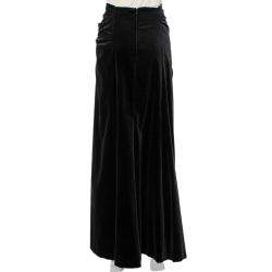 Pre Owned Ralph Lauren Navy Blue Velvet Draped Waist Detail Maxi Skirt M