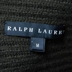 Pre Owned Ralph Lauren Green Cashmere & Mohair Open Front Cowl Neck Cardigan M