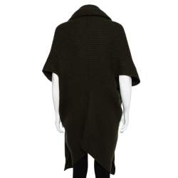 Pre Owned Ralph Lauren Green Cashmere & Mohair Open Front Cowl Neck Cardigan M