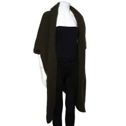Pre Owned Ralph Lauren Green Cashmere & Mohair Open Front Cowl Neck Cardigan M