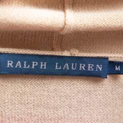 Pre Owned Ralph Lauren Beige Wool Contrast Trim Detail Waterfall Collar Detail Shrug M