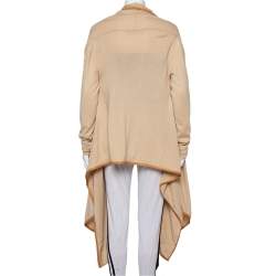 Pre Owned Ralph Lauren Beige Wool Contrast Trim Detail Waterfall Collar Detail Shrug M