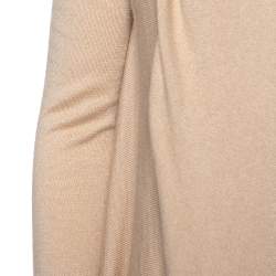 Pre Owned Ralph Lauren Beige Wool Contrast Trim Detail Waterfall Collar Detail Shrug M