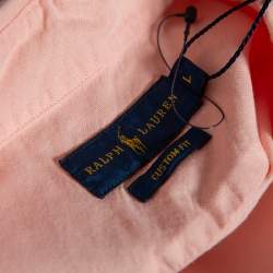 Pre Owned Ralph Lauren Orange Cotton Button Front Custom Fit Shirt L