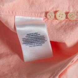 Pre Owned Ralph Lauren Orange Cotton Button Front Custom Fit Shirt L