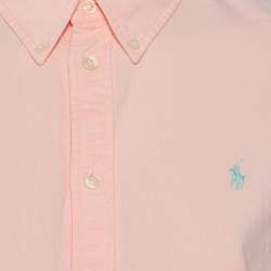 Pre Owned Ralph Lauren Orange Cotton Button Front Custom Fit Shirt L