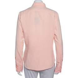 Pre Owned Ralph Lauren Orange Cotton Button Front Custom Fit Shirt L