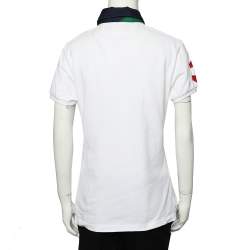 Pre Owned Ralph Lauren White Cotton Pique Contrast Collar Detail Polo T-Shirt L