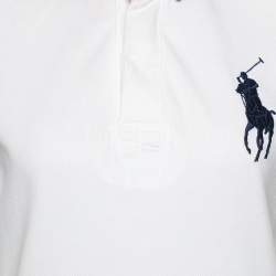 Pre Owned Ralph Lauren White Cotton Pique Contrast Collar Detail Polo T-Shirt L