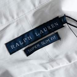 Pre Owned Ralph Lauren White Cotton Button Front Super Slim Fit Shirt S