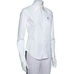 Pre Owned Ralph Lauren White Cotton Button Front Super Slim Fit Shirt S