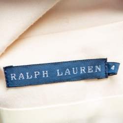 Pre Owned Ralph Lauren Cream Wool Crest Embroidered Button Front Blazer S