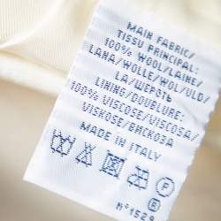 Pre Owned Ralph Lauren Cream Wool Crest Embroidered Button Front Blazer S