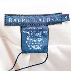 Pre Owned Ralph Lauren Cream Cotton Knit Applique Detail Button Front Blazer S