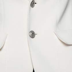 Pre Owned Ralph Lauren Cream Cotton Knit Applique Detail Button Front Blazer S