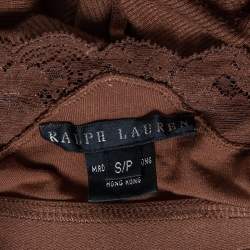 Ralph Lauren Brown Knit Lace Detailed Sleeveless Camisole S