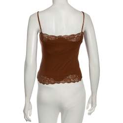 Ralph Lauren Brown Knit Lace Detailed Sleeveless Camisole S