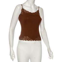 Ralph Lauren Brown Knit Lace Detailed Sleeveless Camisole S